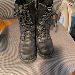Black Lace-Up Combat Boots